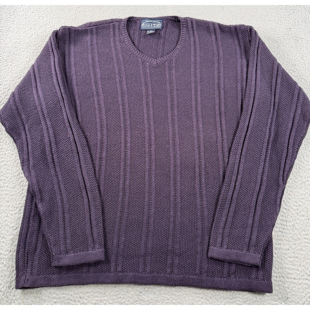 Vintage Bowen & Wright Knit Sweater Mens Large Purple  Long Sleeve Hong Kong Y2K